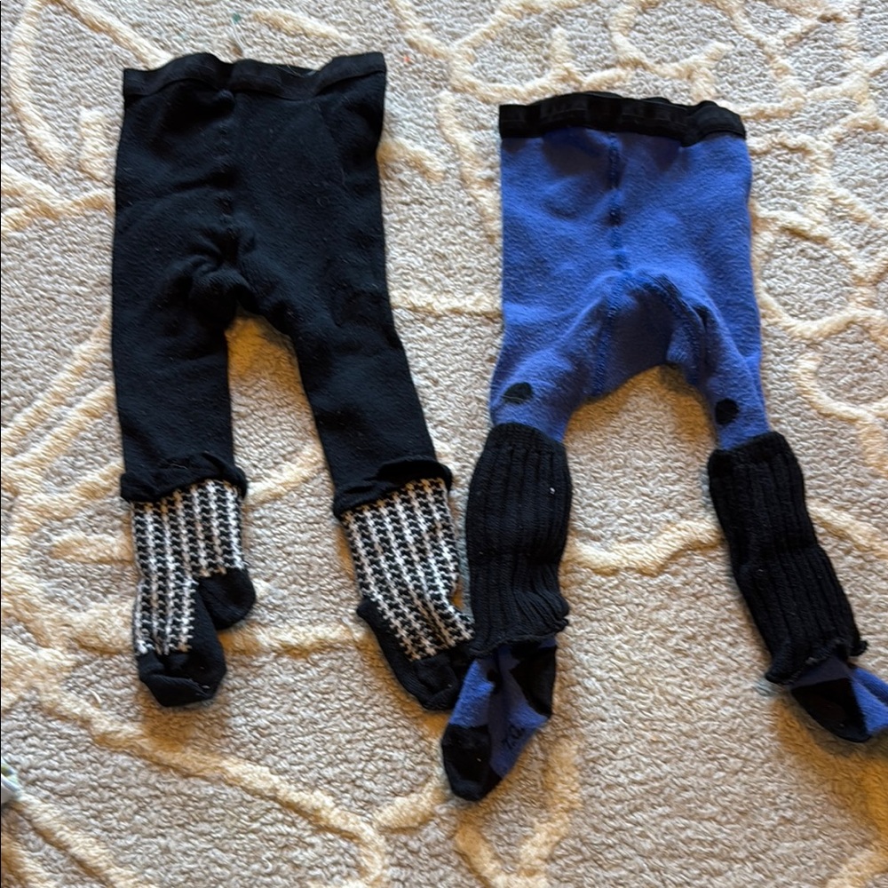 Black and Blue Baby Leggings with Patterned Socks